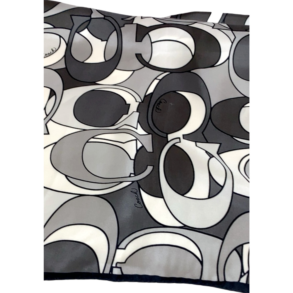 COACH Vintage 27" Square Silk Scarf Tonal Gray OPTIC Signature Pattern - Picture 5 of 10